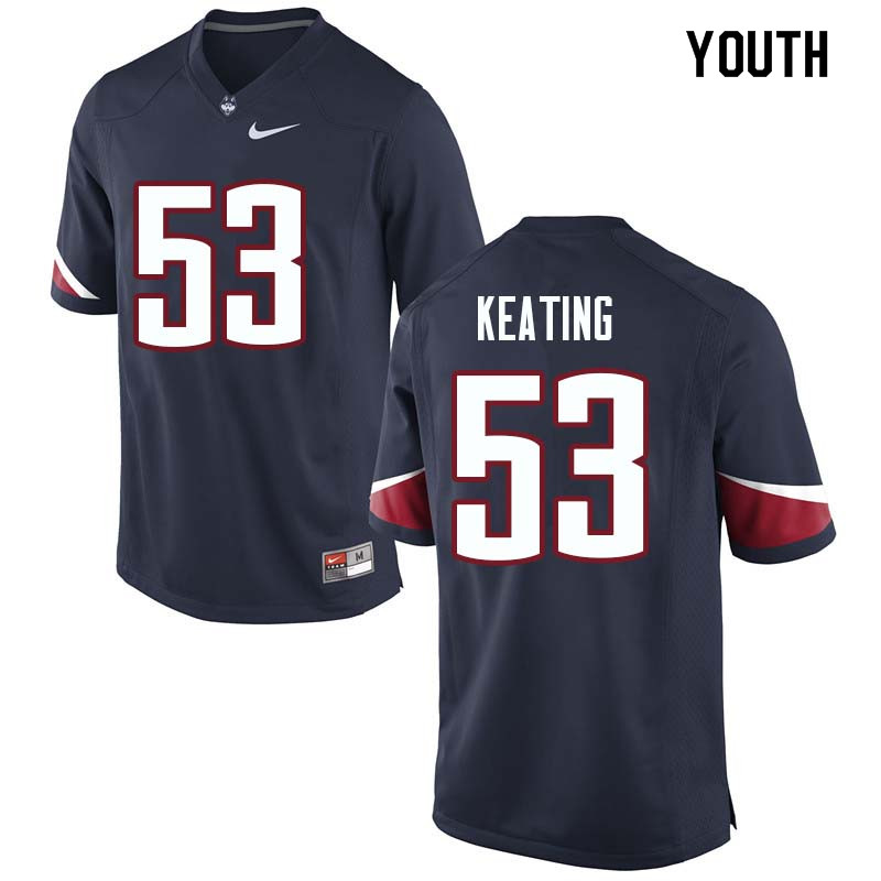 Youth #53 Brian Keating Uconn Huskies College Football Jerseys Sale-Navy